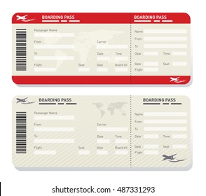 Illustration of two different airplane ticket template