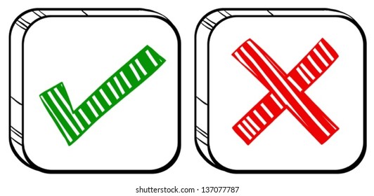 Illustration of the two different buttons on a white background