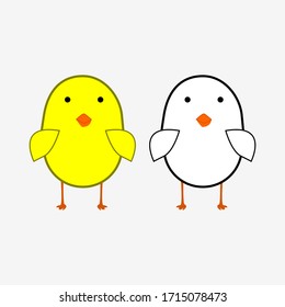illustration two different chicks . cute animal