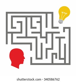 Illustration of two different thought processes combining as one. Start up concept. Search idea. mechanisms, communication, lamp like inspire