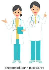 illustration of two doctors wearing lab coat