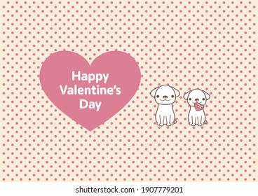 Illustration of two dogs with hanging ears and Valentine's day