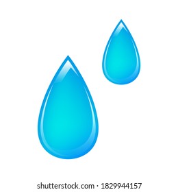Eine Illustration von zwei Tropfen klaren blauen Wassers, die erscheinen und fallen.