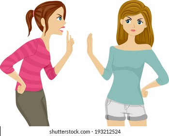 Illustration of Two Female Teenagers Arguing