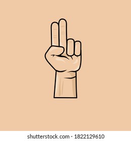 Illustration Two Fingers Oh Human Peace  Vector Design 
