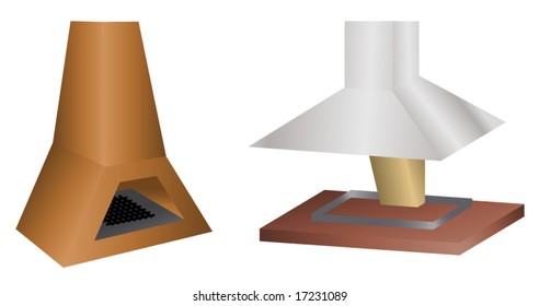 Illustration of two fireplaces