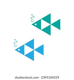 Illustration of two fish in abstract art on white background