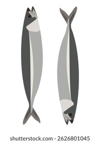 Ilustração de dois peixes, um mostrando vista lateral e o outro vista superior, isolados
