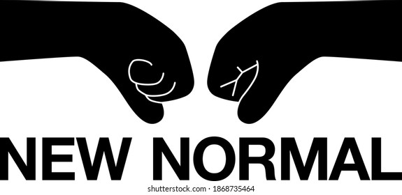 Illustration of two fists facing each other. silhouette. Monochrome. A new greeting from the New Normal era. Created with vector data.