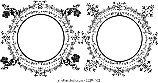 ilustración con dos marcos florales decoración sobre fondo blanco