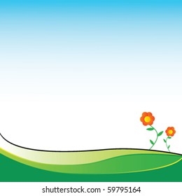 illustration of two flowers on a field with place for your text