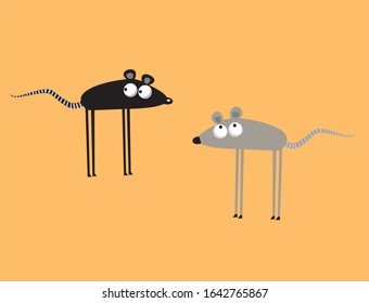 Illustration of two funny cartoon mice
