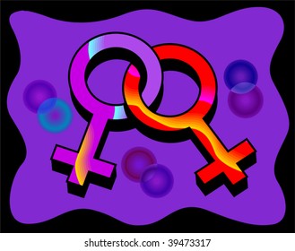 Illustration of two gender with colour background	