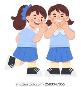 Illustration of two girls whispering