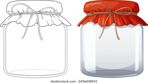 Illustration of two glass jars with decorative covers