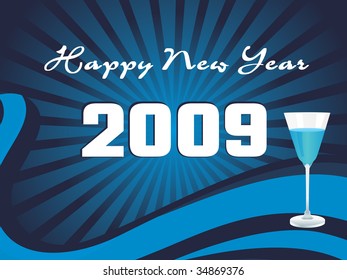 illustration with two glasses of champagne in a new year celebration