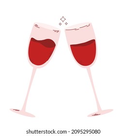 Illustration Two Glasses Wine Illustration White Background