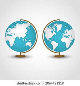 Illustration of two globes on isolated background. Globe education icon illustration design