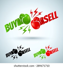 Illustration of a two gloves buy and sell