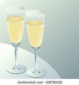 illustration two goblets with wine on table