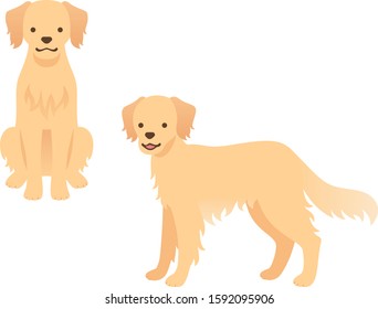 Illustration of two Golden retrievers (sitting in front, standing)
