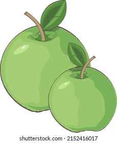 ilustración de dos manzanas verdes