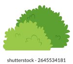Illustration of two green bushes on white background in cartoon style
