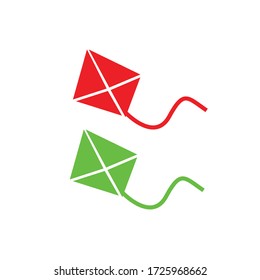 Illustration of two green and red kites, isolated vector