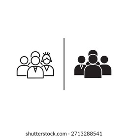 Illustration von zwei Gruppen von Personen, die durch eine vertikale Linie getrennt sind und Division oder Kontrast darstellen.