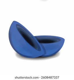 illustration of two halves of a split ball on a white background