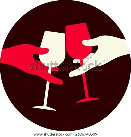 illustration of  two hands clinking wine glasses
