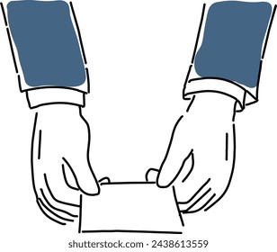 Illustration of two hands holding a business card