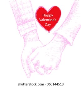 Illustration with two hands of lovers