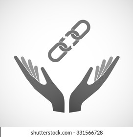 Illustration of two hands offering a broken chain