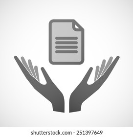 Illustration of two hands offering a document
