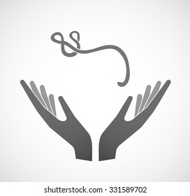 Illustration of two hands offering  an ebola sign