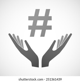 Illustration of two hands offering a hash tag