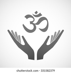 Illustration of two hands offering an om sign