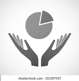 Illustration of two hands offering a pie chart