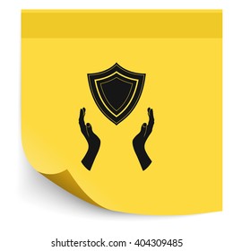 Illustration of two hands offering a shield. Flat illustration.