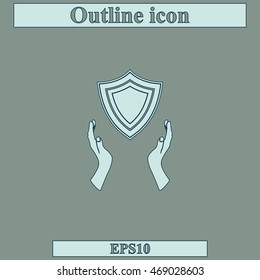 Illustration of two hands offering a shield. Flat illustration.