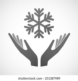 Illustration of two hands offering a snow flake