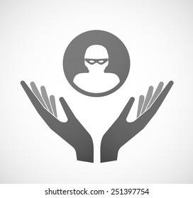 Illustration of two hands offering a thief