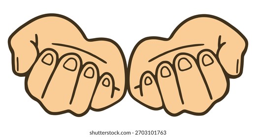 Illustration of two hands with palms facing upward. Symbolizing give and take. Vector illustration on a white background.