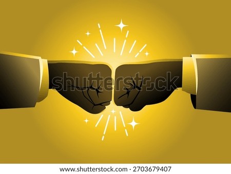 An illustration of two hands performing a fist bump. Emphasizes unity, encouragement, and positive connection.