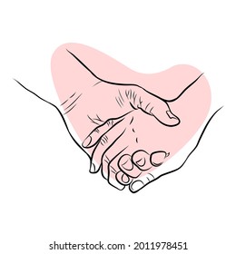 Ilustración de dos manos unidas en forma de dibujo a mano