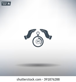 Illustration of two hands protecting or giving a timer



