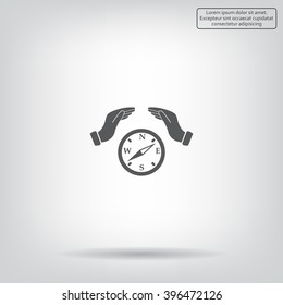 Illustration of two hands protecting or giving a compass