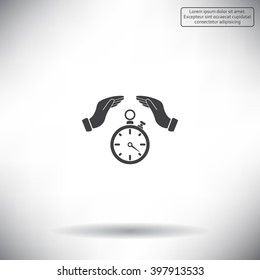 Illustration of two hands protecting or giving a timer