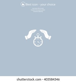Illustration of two hands protecting or giving a timer



